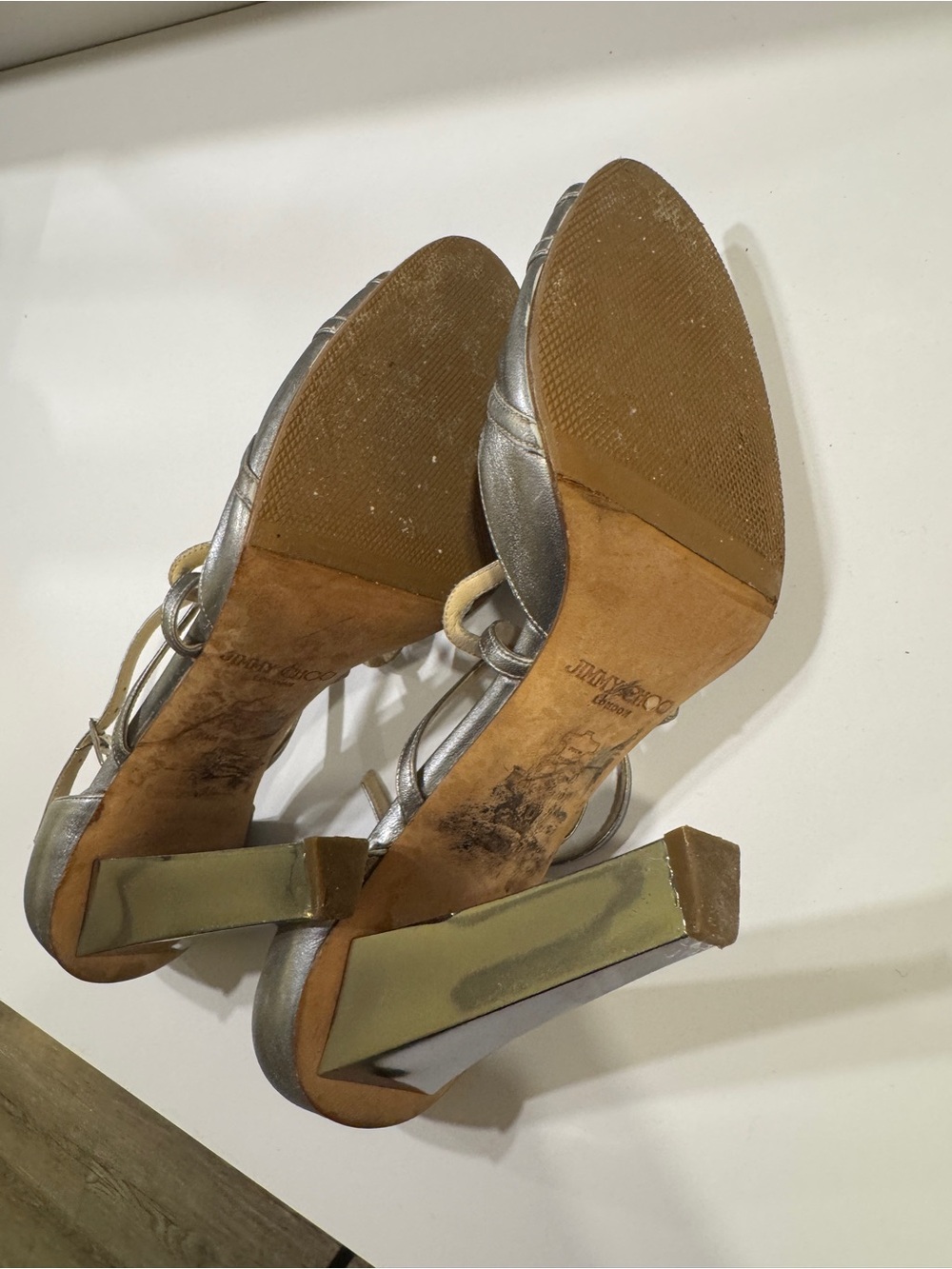 Jimmy Choo Metallic Silver Strappy High Heel Sandals - Picture 5 of 7